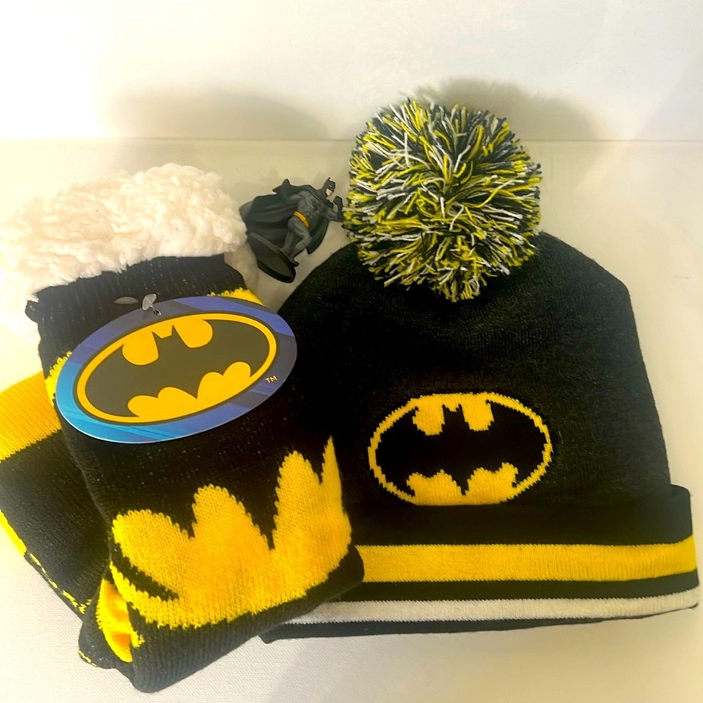 Batman Bundle -Hat, Slippers and Action Figure